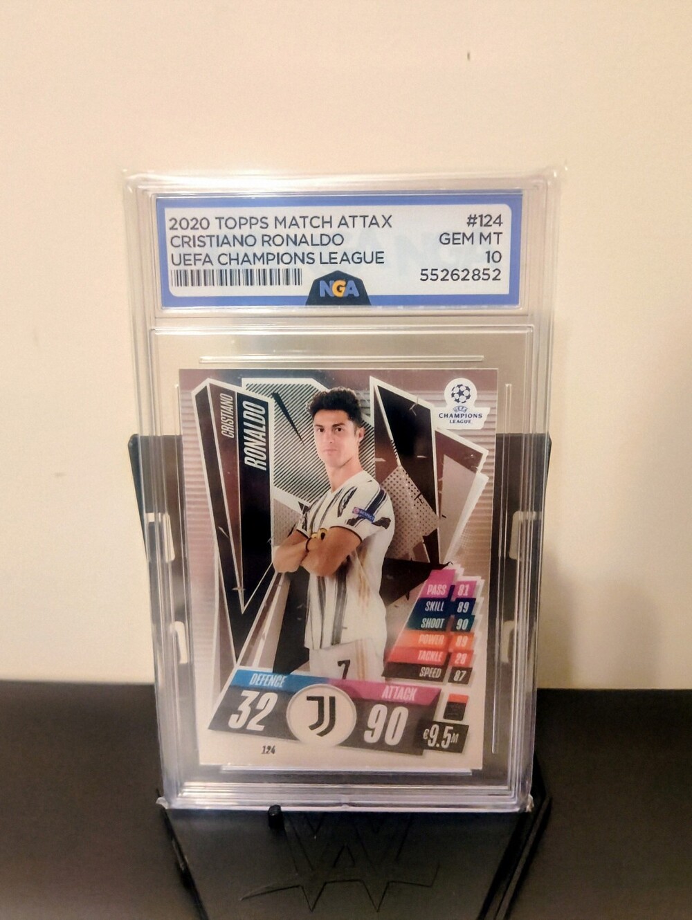 2020 Topps Match Attax Soccer #124 Cristiano Ronaldo Graded NGA 10